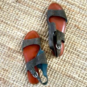 *1STATE* Leather Olive Green Suede Sandals